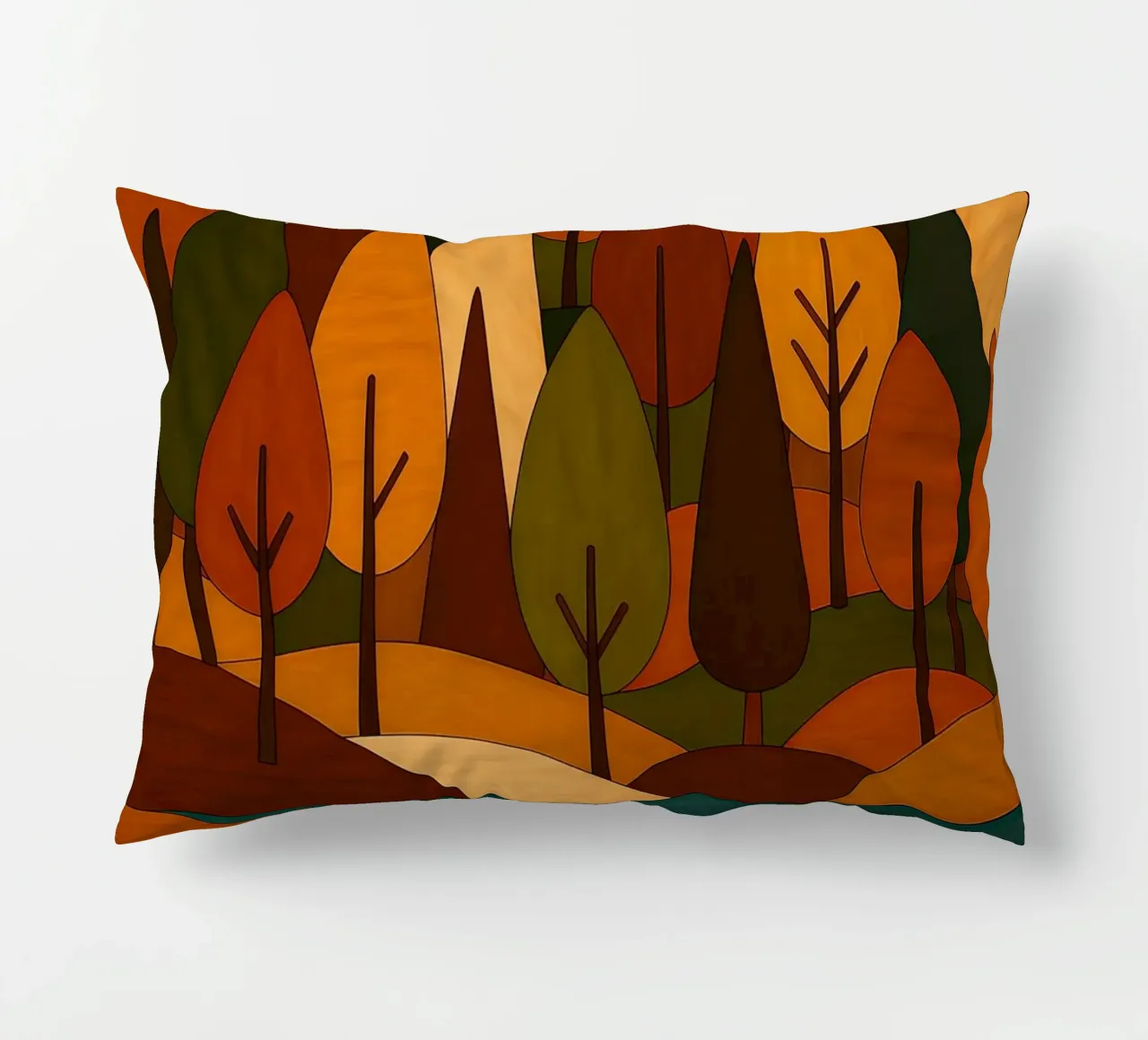 Foresta minimalista in autunno cuscino da ARTOMATIC