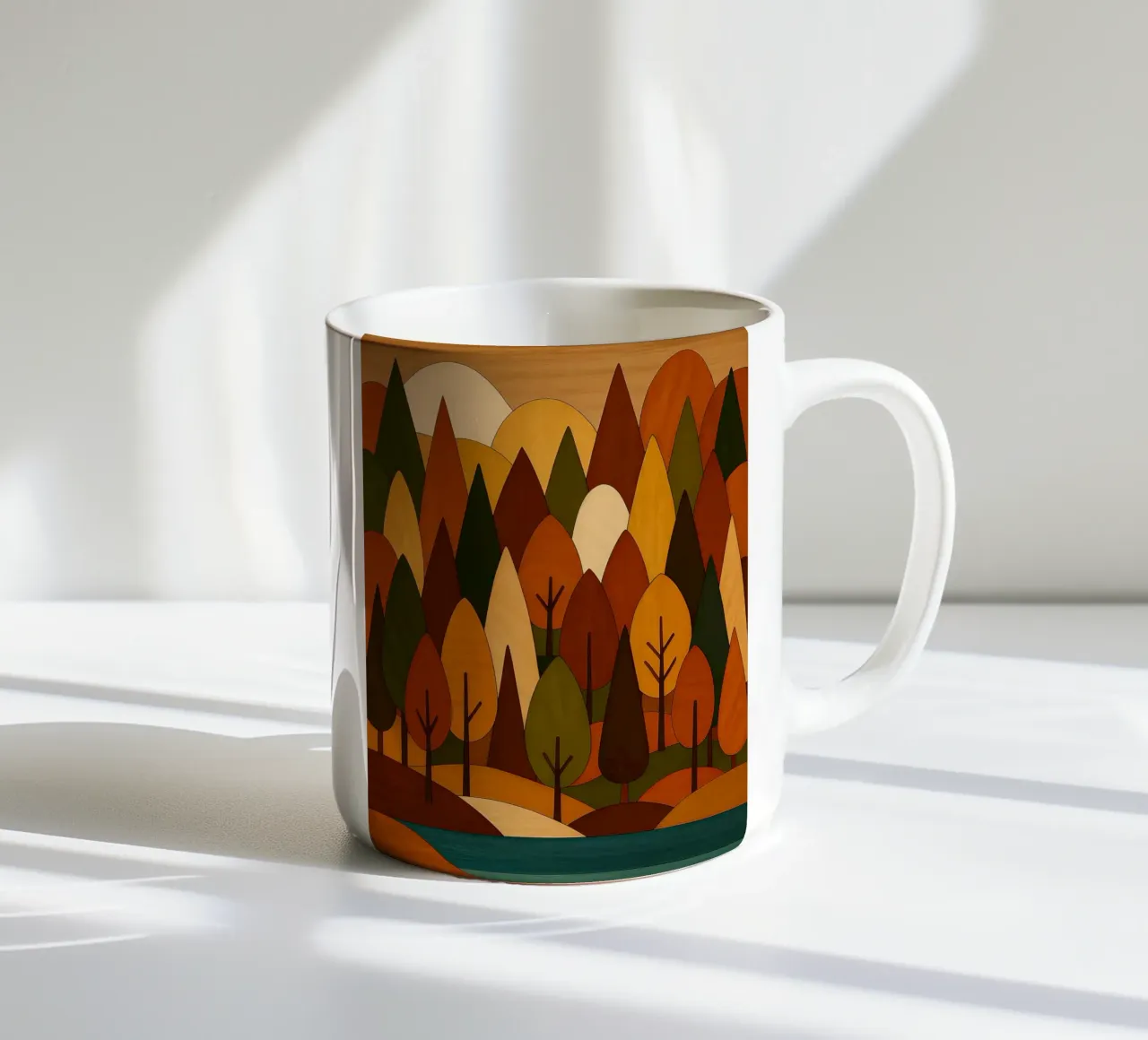 Foresta minimalista in autunno tazza in ceramica da ARTOMATIC