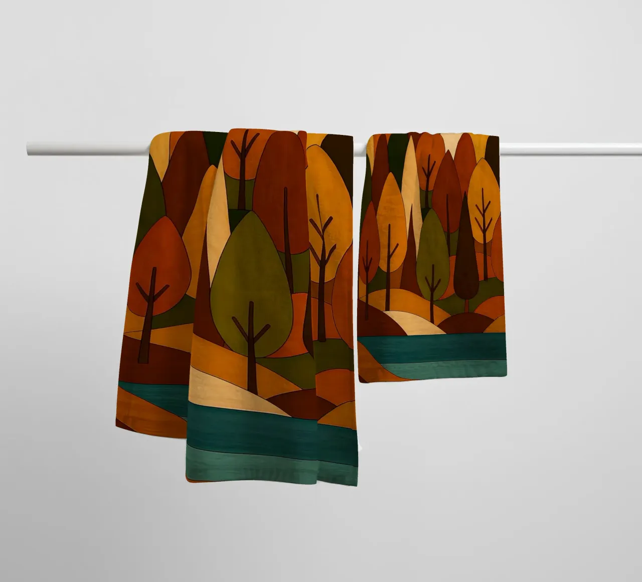Foresta minimalista in autunno asciugamano da bagno da ARTOMATIC