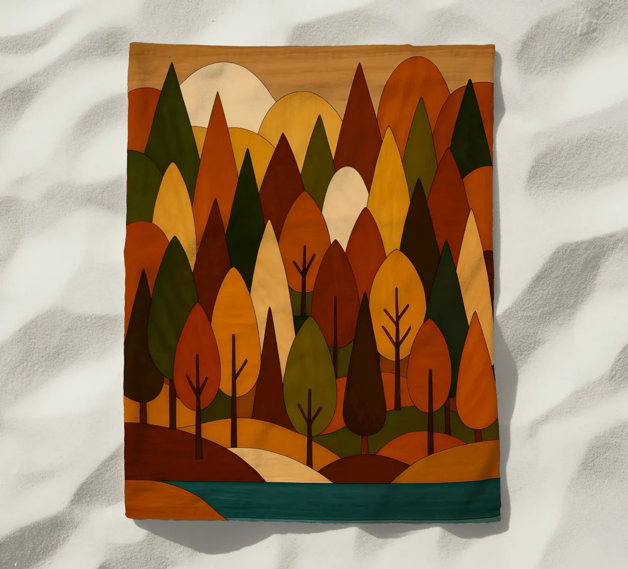 Foresta minimalista in autunno telo mare da ARTOMATIC