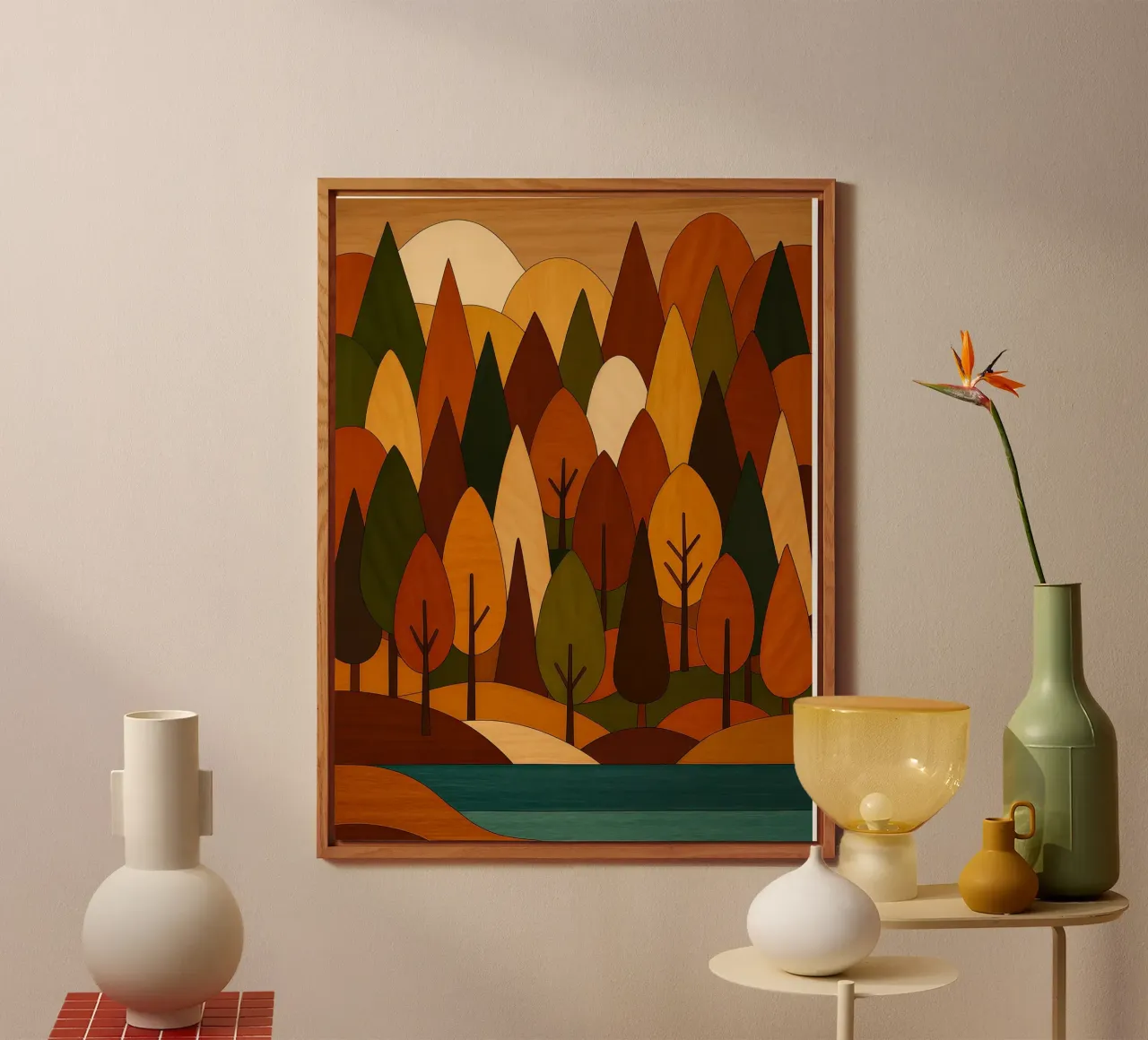 Foresta minimalista in autunno alluminio dibond da ARTOMATIC