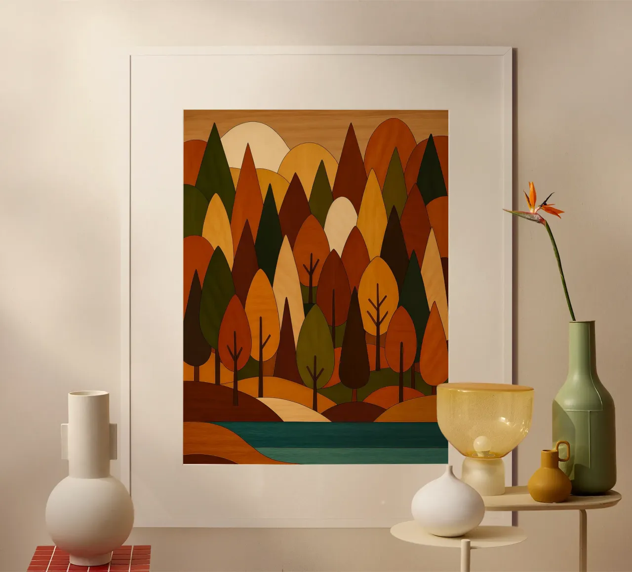 Foresta minimalista in autunno carta hahnemühle da ARTOMATIC