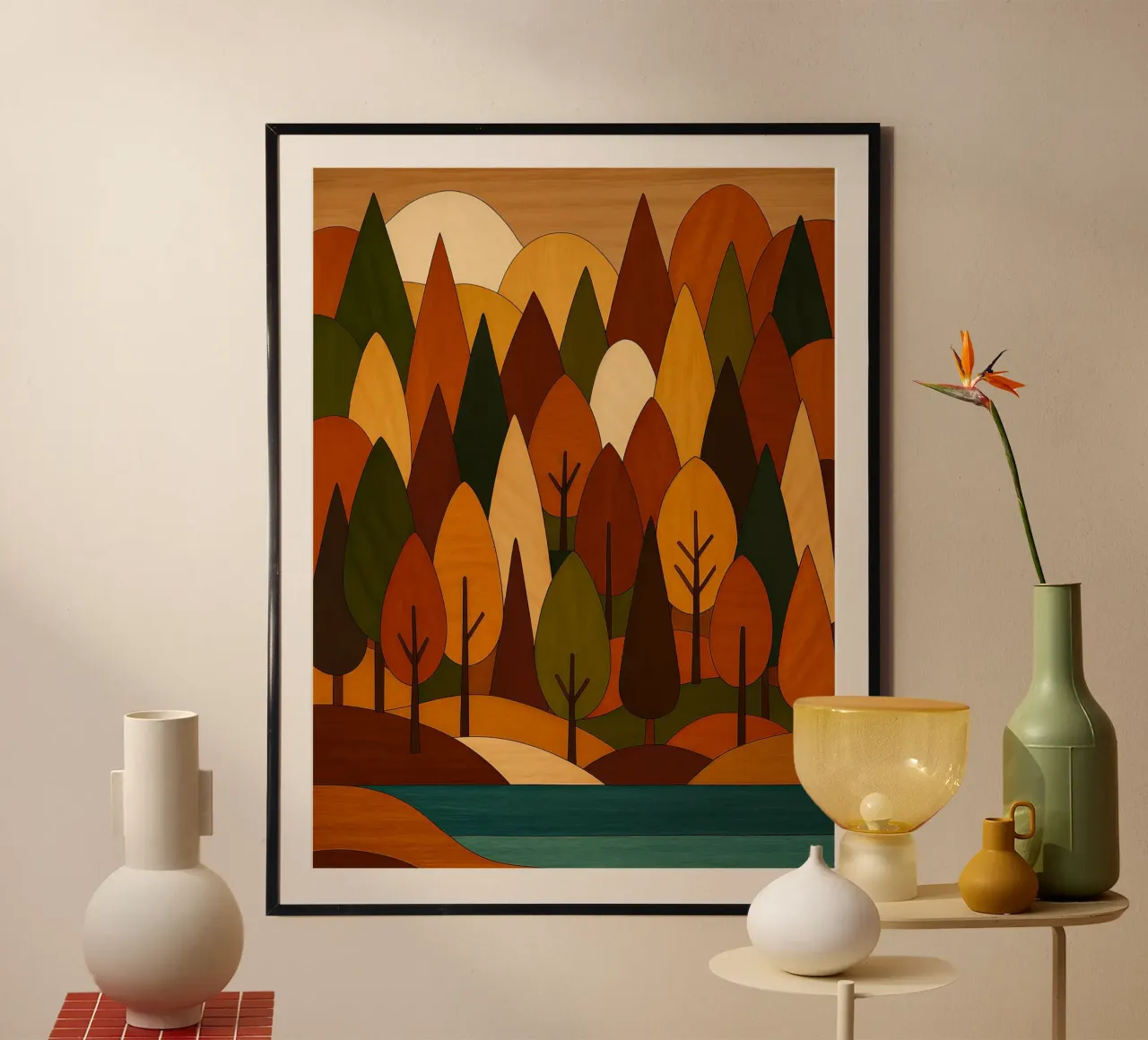 Foresta minimalista in autunno carta hahnemühle da ARTOMATIC