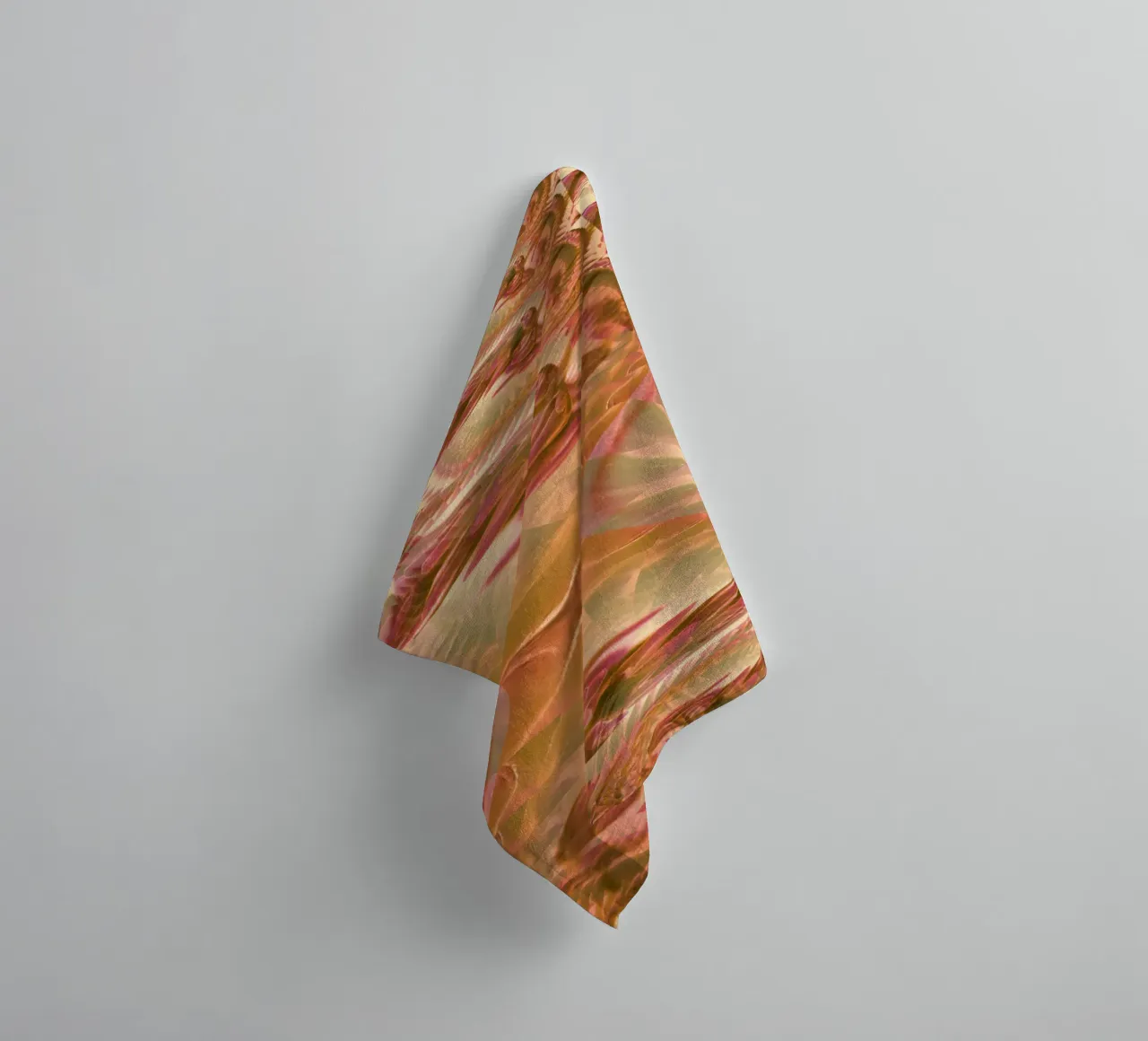 Abstract dynamic floral pattern in orange, pink, white towel by Something for you
