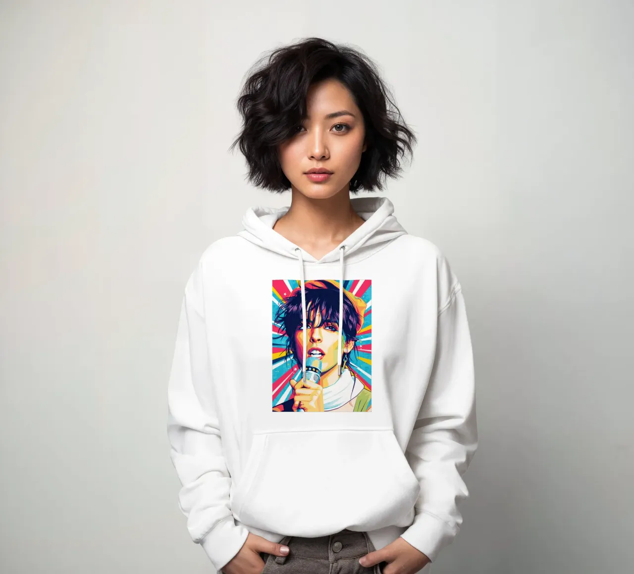 Ritratto pop art di Nena felpa con cappuccio da Hantamrata