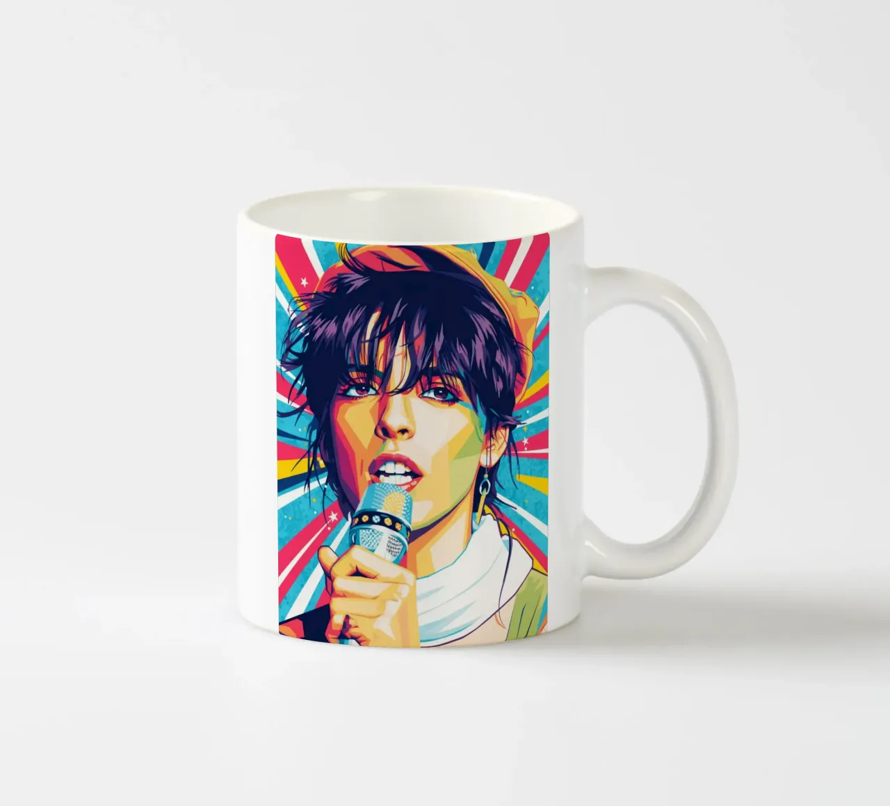 Ritratto pop art di Nena tazza in ceramica da Hantamrata