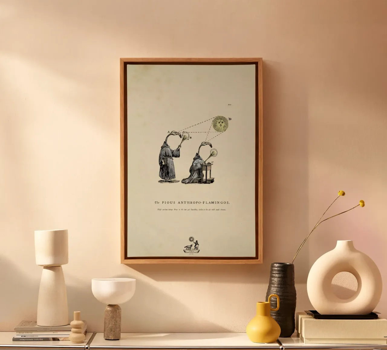 The pious anthropo-flamingos canvas met Baklijst van Matteo Morelli