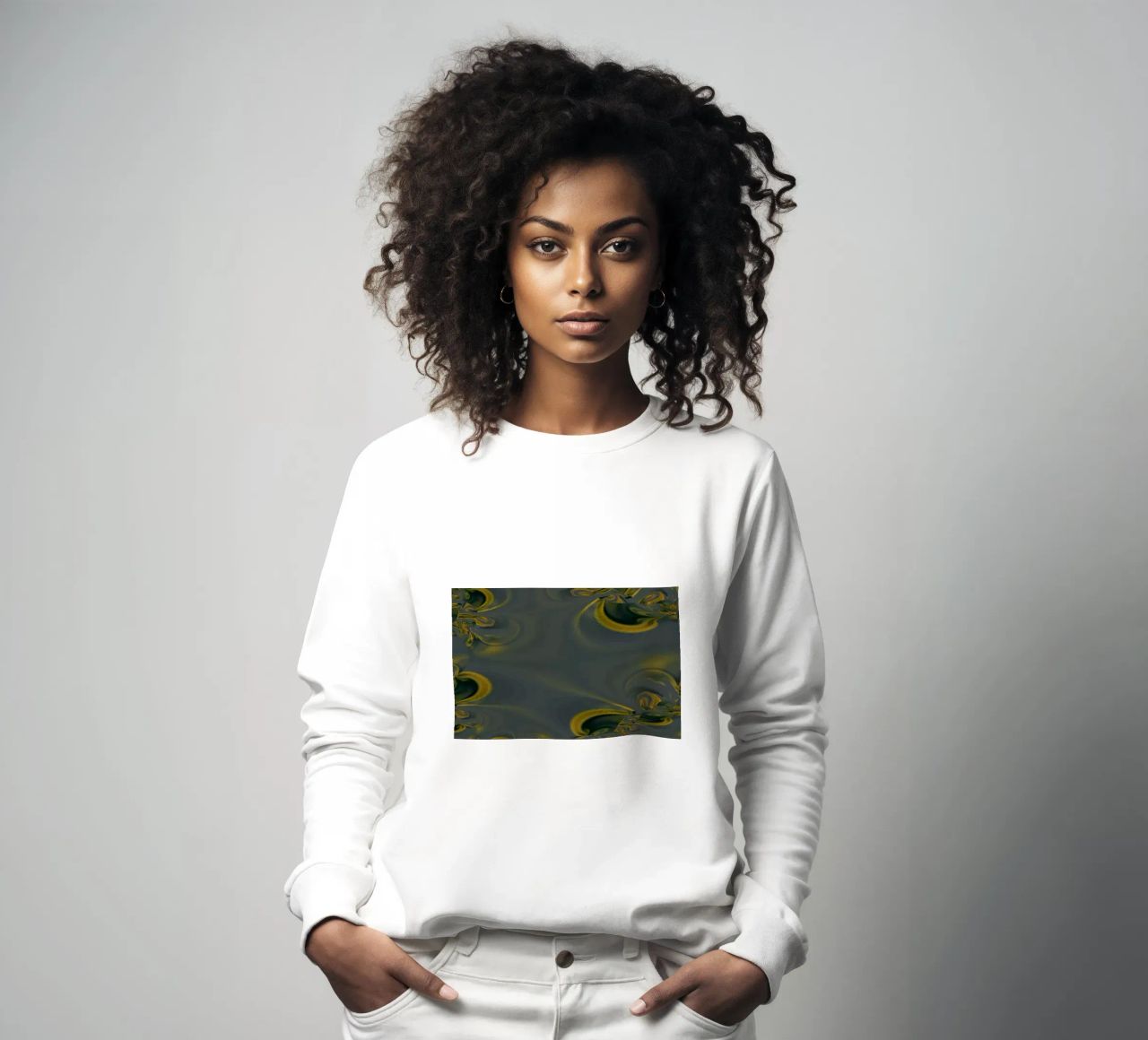 Abstraktes dynamisches Muster in blau und gelb. Sweatshirt von Something for you