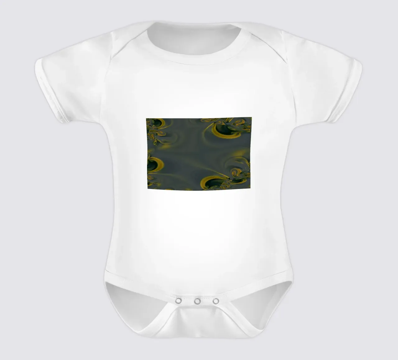 Abstraktes dynamisches Muster in blau und gelb. Kurzarm Babybody von Something for you