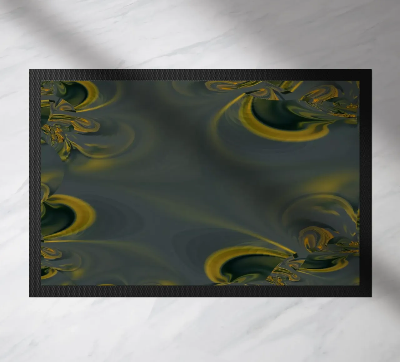 Abstract dynamic pattern in blue and yellow. doormat by Something for you