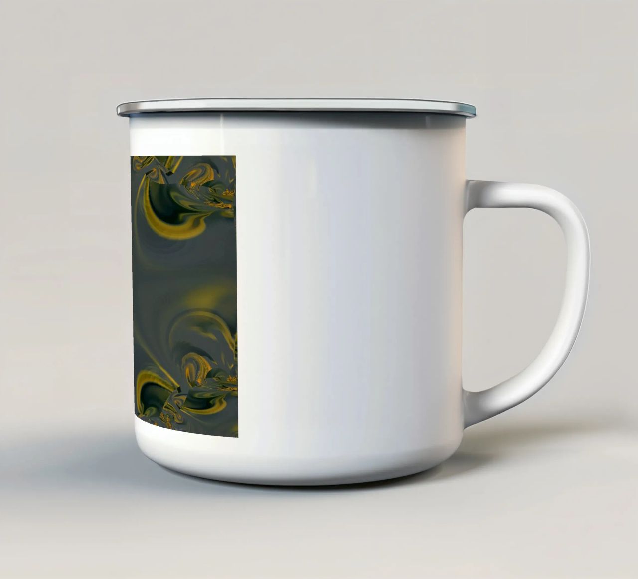 Abstract dynamisch patroon in blauw en geel. emaille mok van Something for you