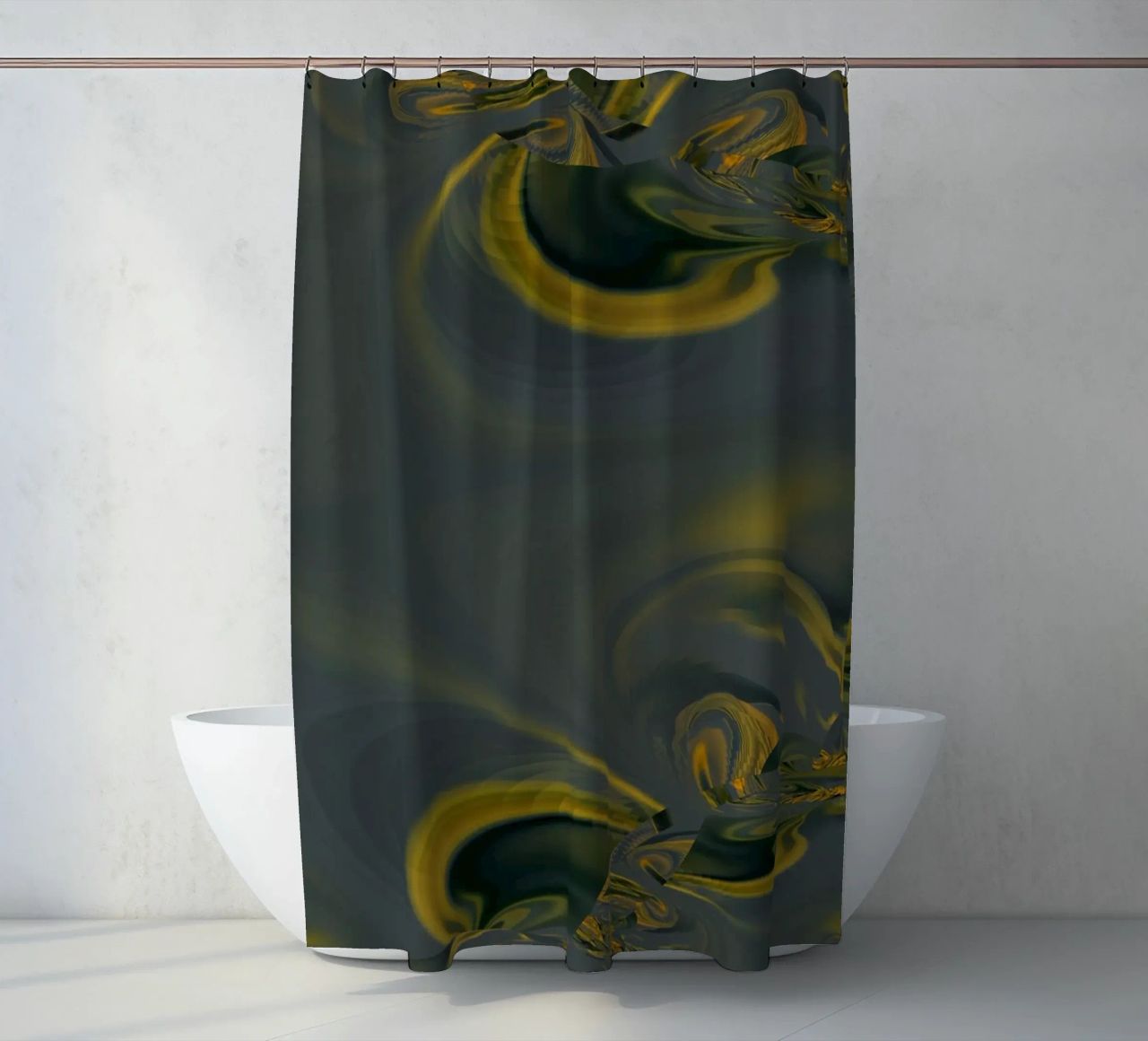 Abstraktes dynamisches Muster in blau und gelb. Duschvorhang von Something for you