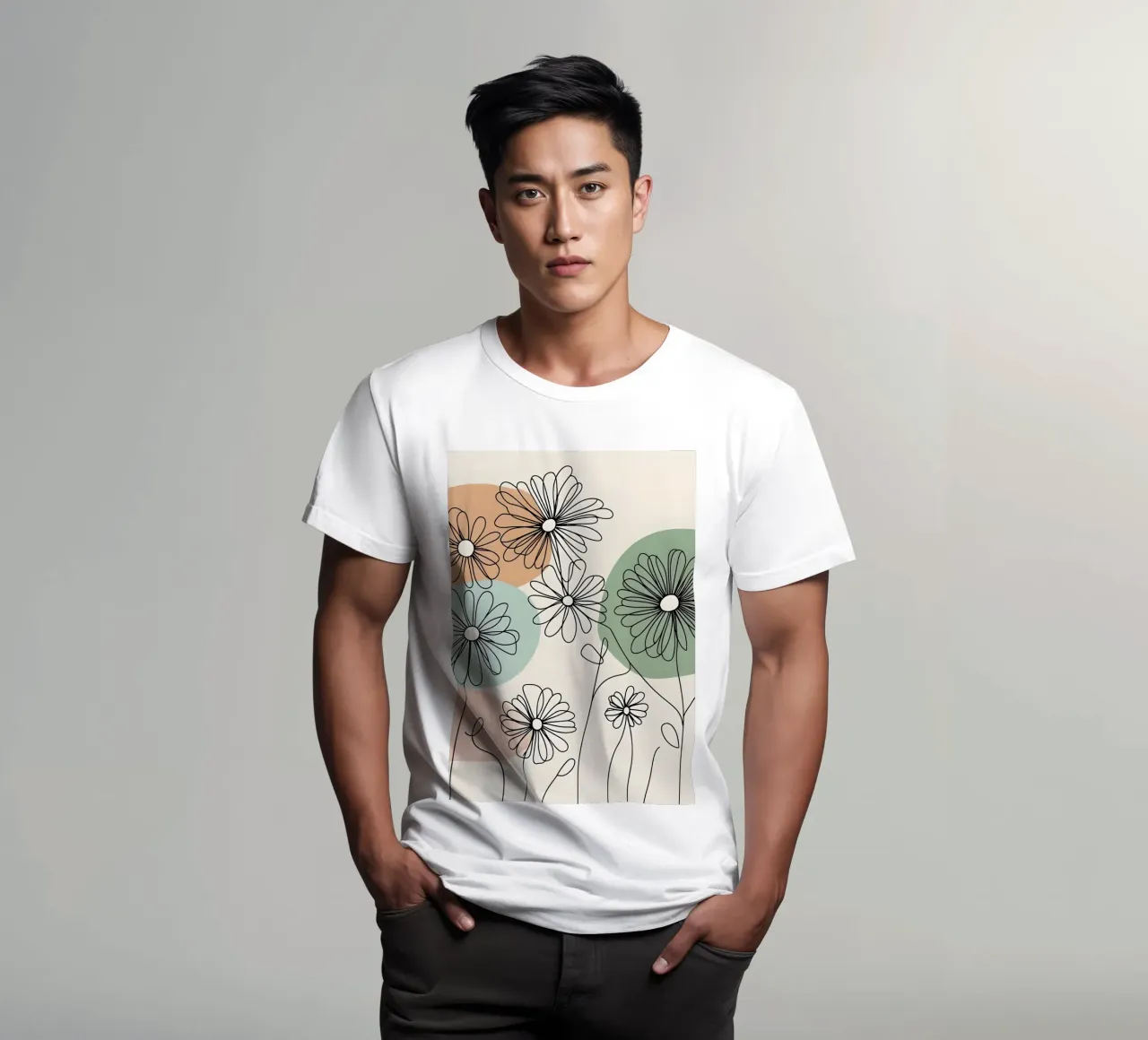 Line art minimalista di fiori di margherita t-shirt da Bloom And Brush