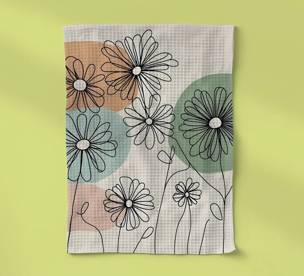 Line art minimalista di fiori di margherita canovaccio da cucina da Bloom And Brush