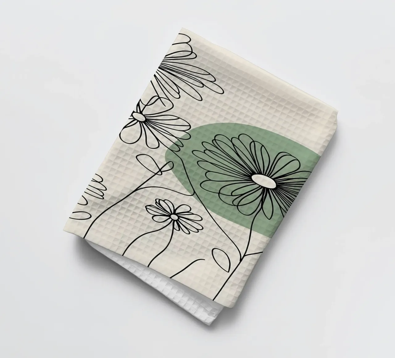 Line art minimalista di fiori di margherita canovaccio da cucina da Bloom And Brush
