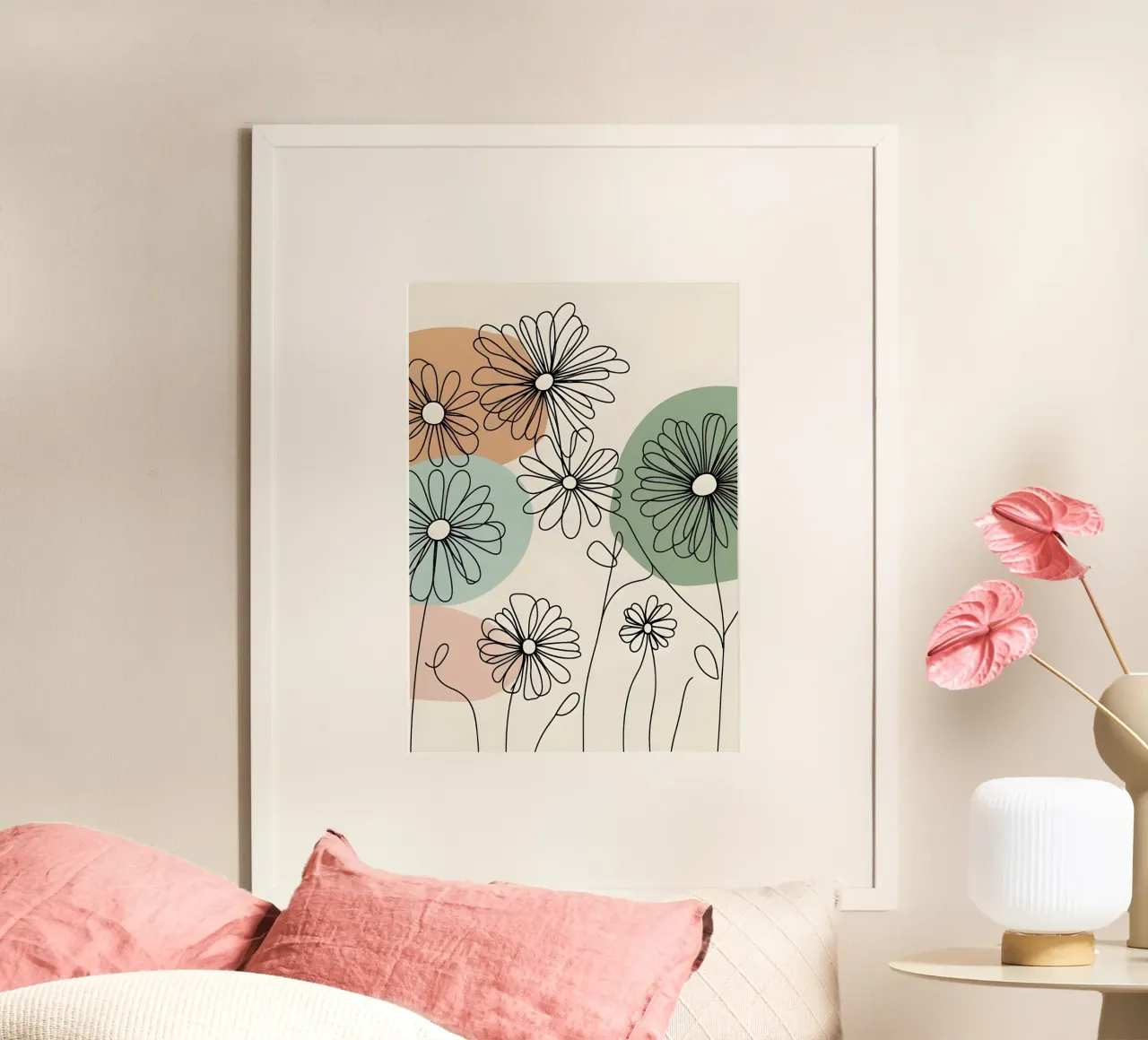 Line art minimalista di fiori di margherita carta hahnemühle da Bloom And Brush
