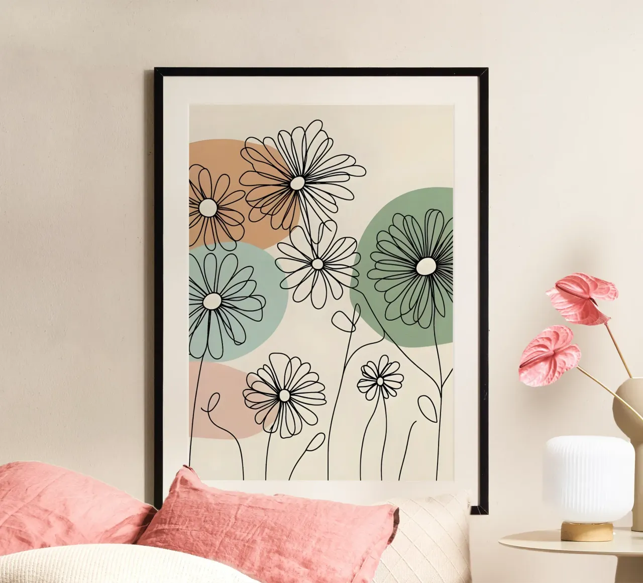 Line art minimalista di fiori di margherita carta hahnemühle da Bloom And Brush