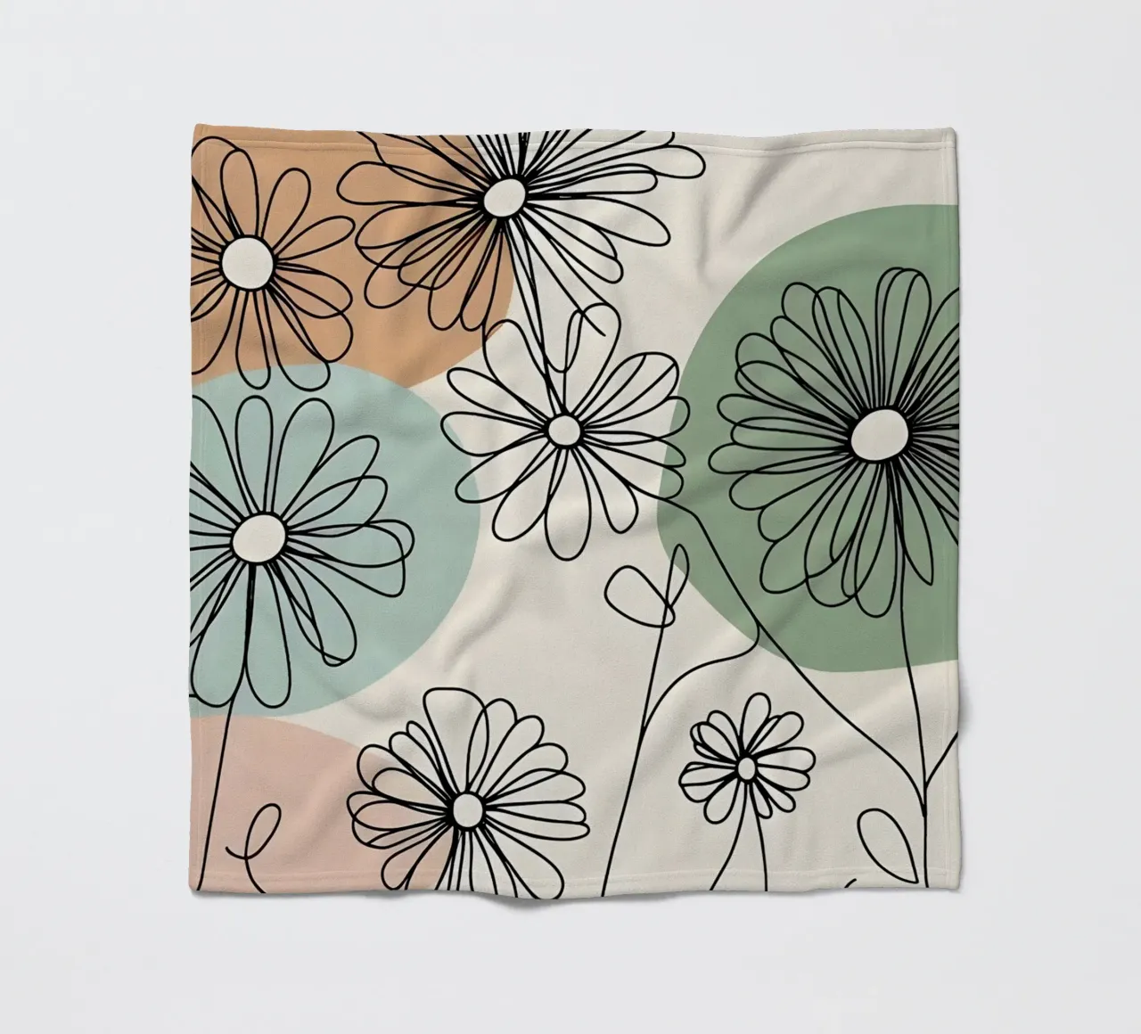 Line art minimalista di fiori di margherita coperta in pile da Bloom And Brush