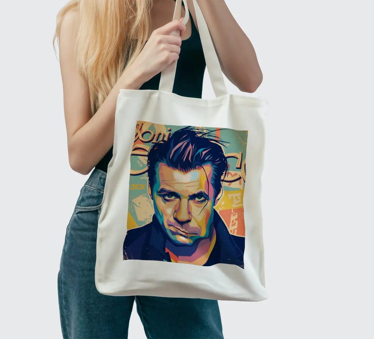 Till Lindemann ritratto pop art borsa in juta da Hantamrata