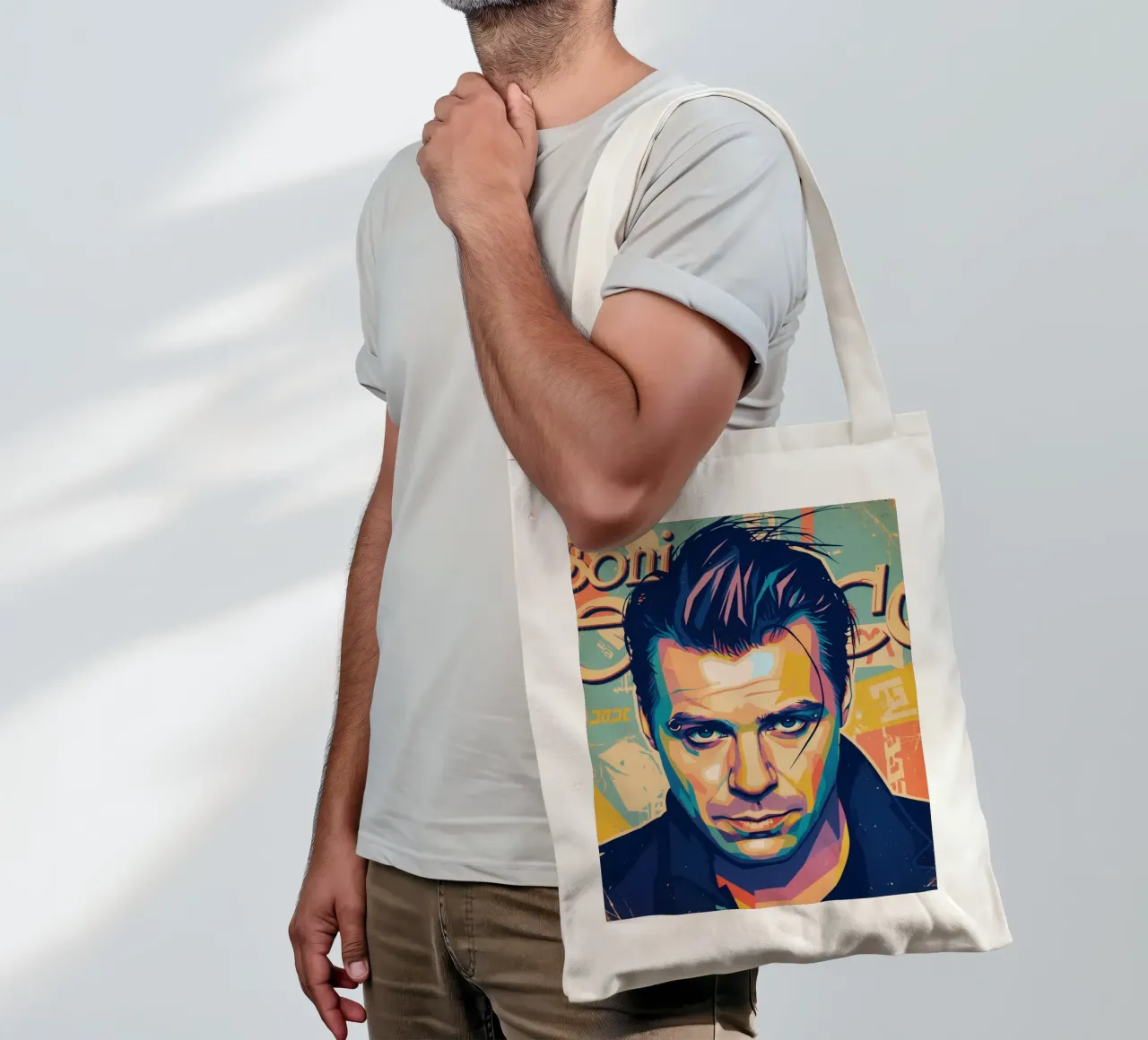 Till Lindemann ritratto pop art borsa in juta da Hantamrata