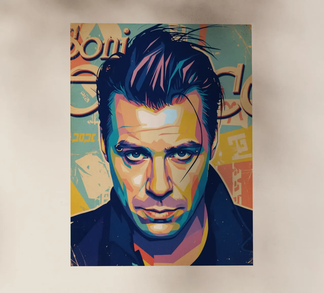 Till Lindemann ritratto pop art pellicola backlit da Hantamrata