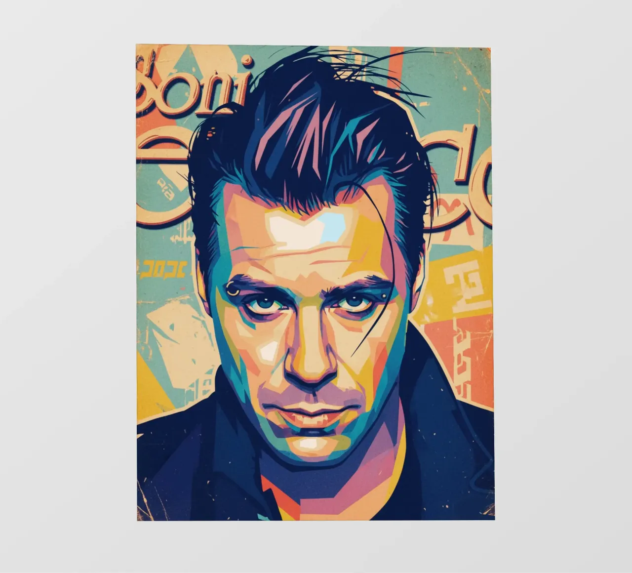 Till Lindemann ritratto pop art pellicola backlit da Hantamrata