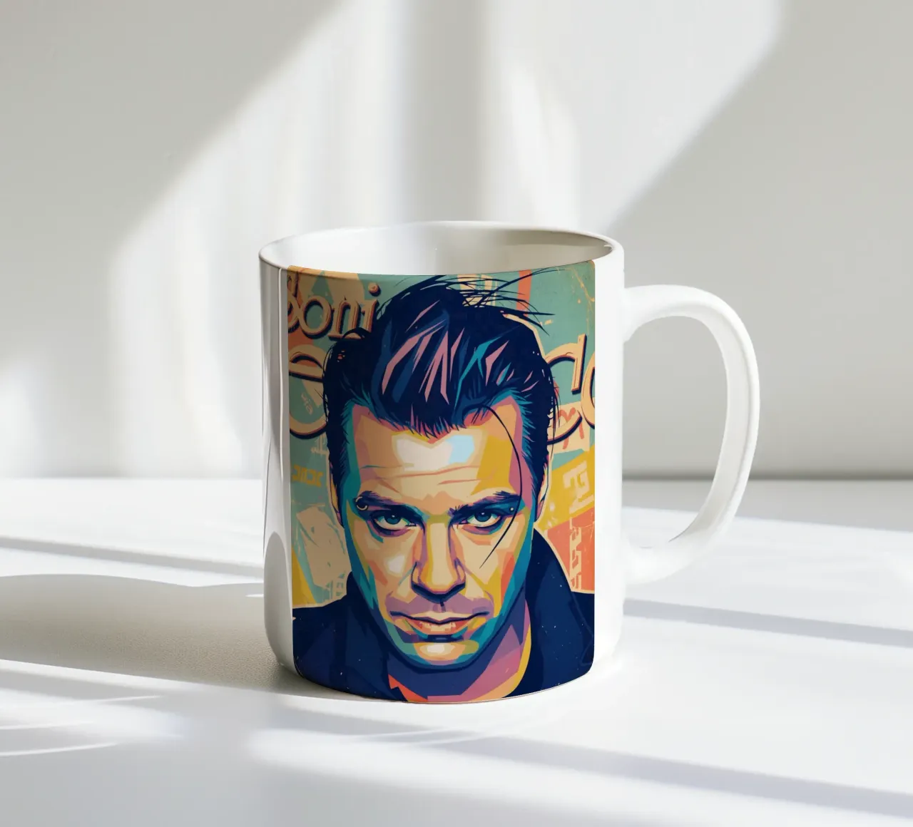 Till Lindemann ritratto pop art tazza in ceramica da Hantamrata