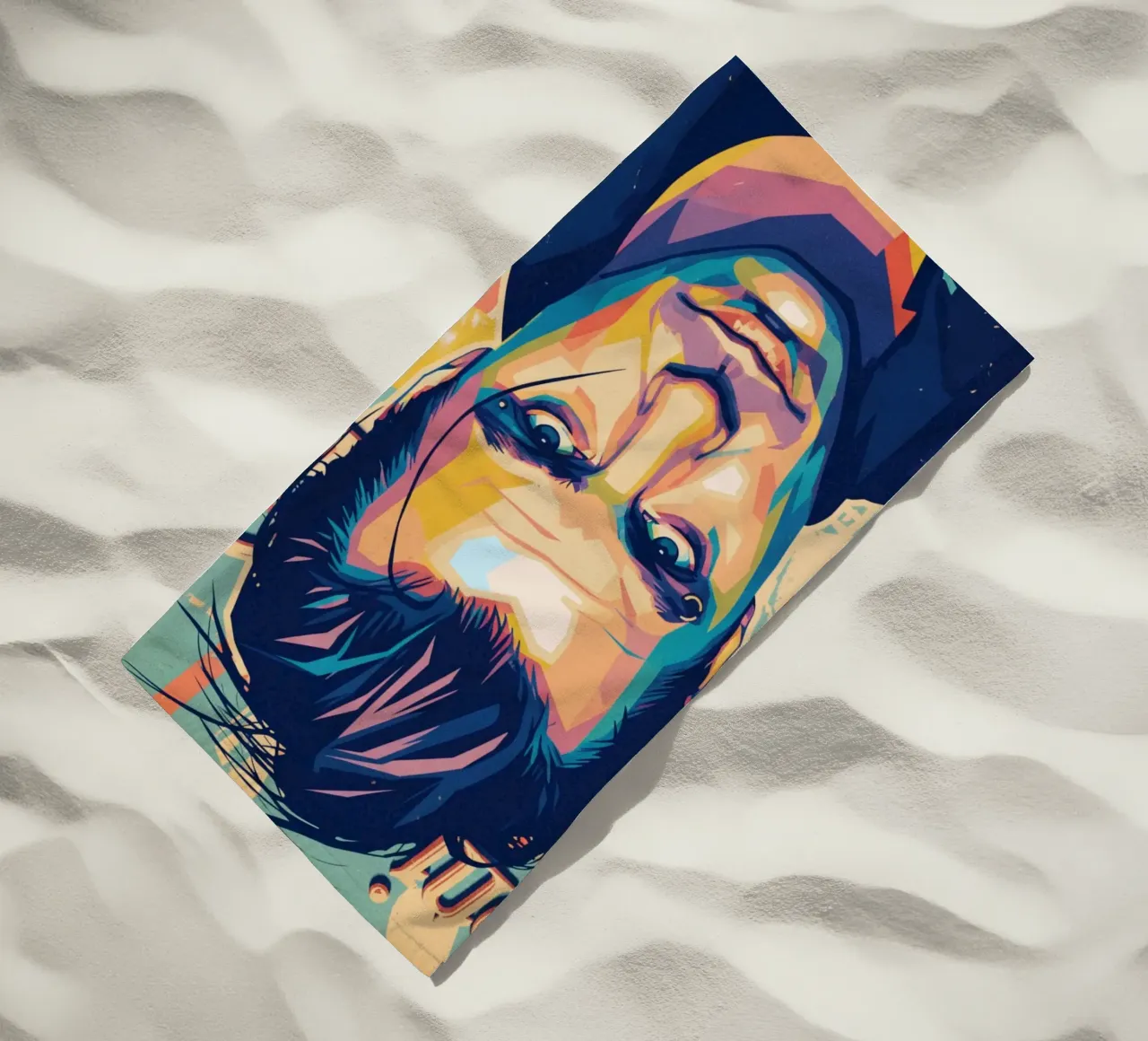 Till Lindemann ritratto pop art telo mare da Hantamrata
