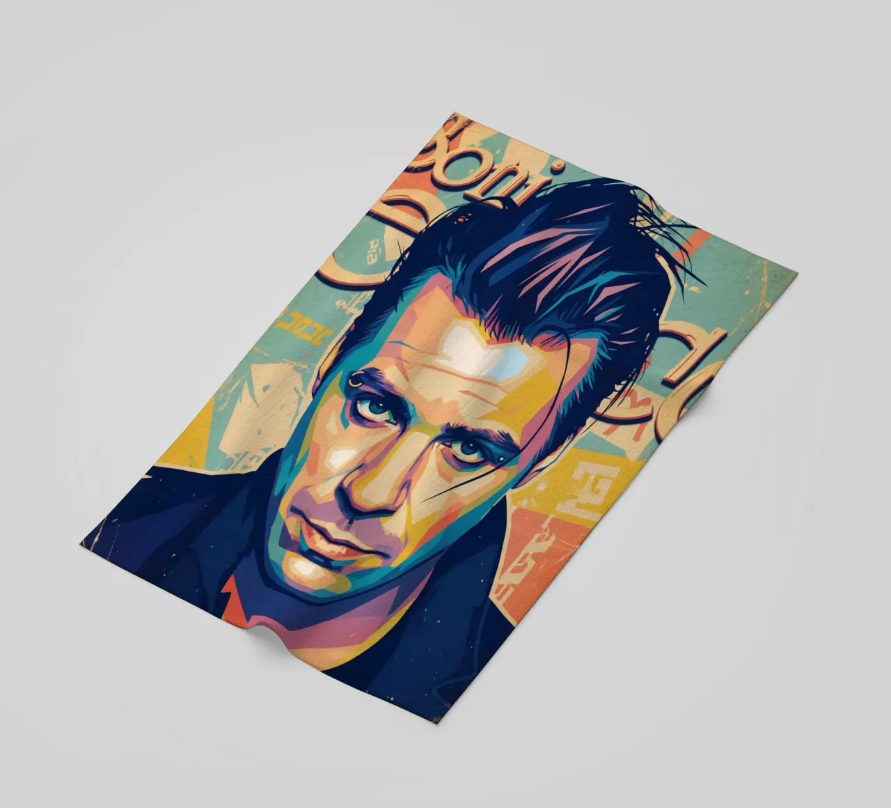 Till Lindemann ritratto pop art telo mare da Hantamrata
