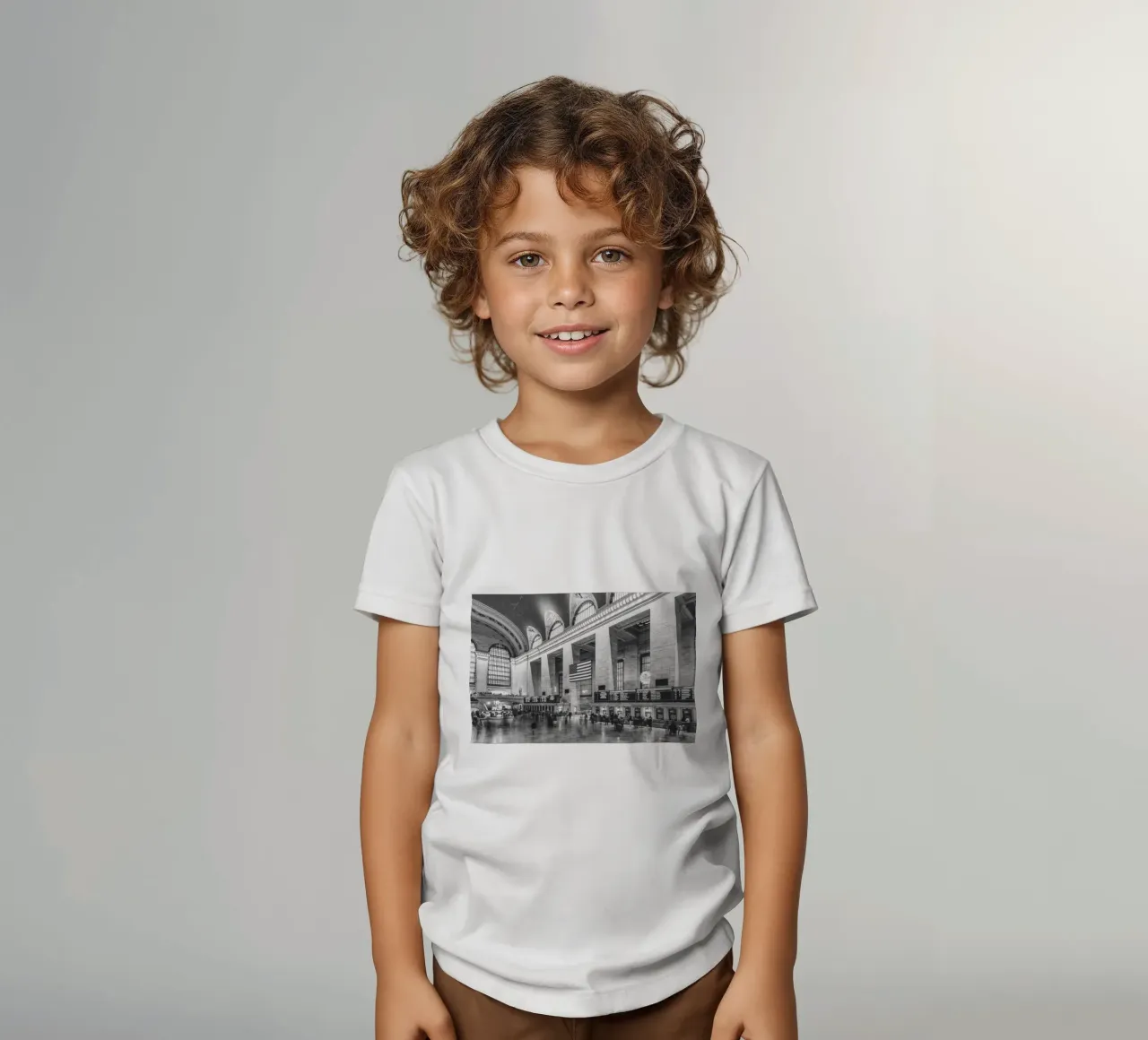Grand Central Terminal B&W Kunst t-shirt bambini da Carinaprint