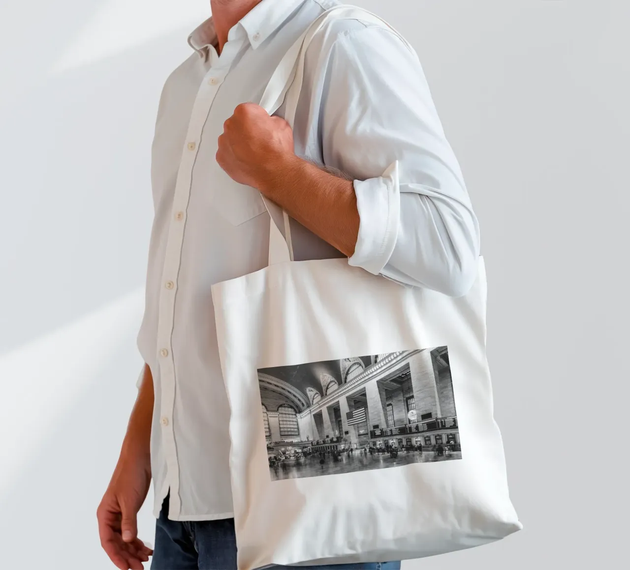 Grand Central Terminal B&W Kunst borsa in juta da Carinaprint