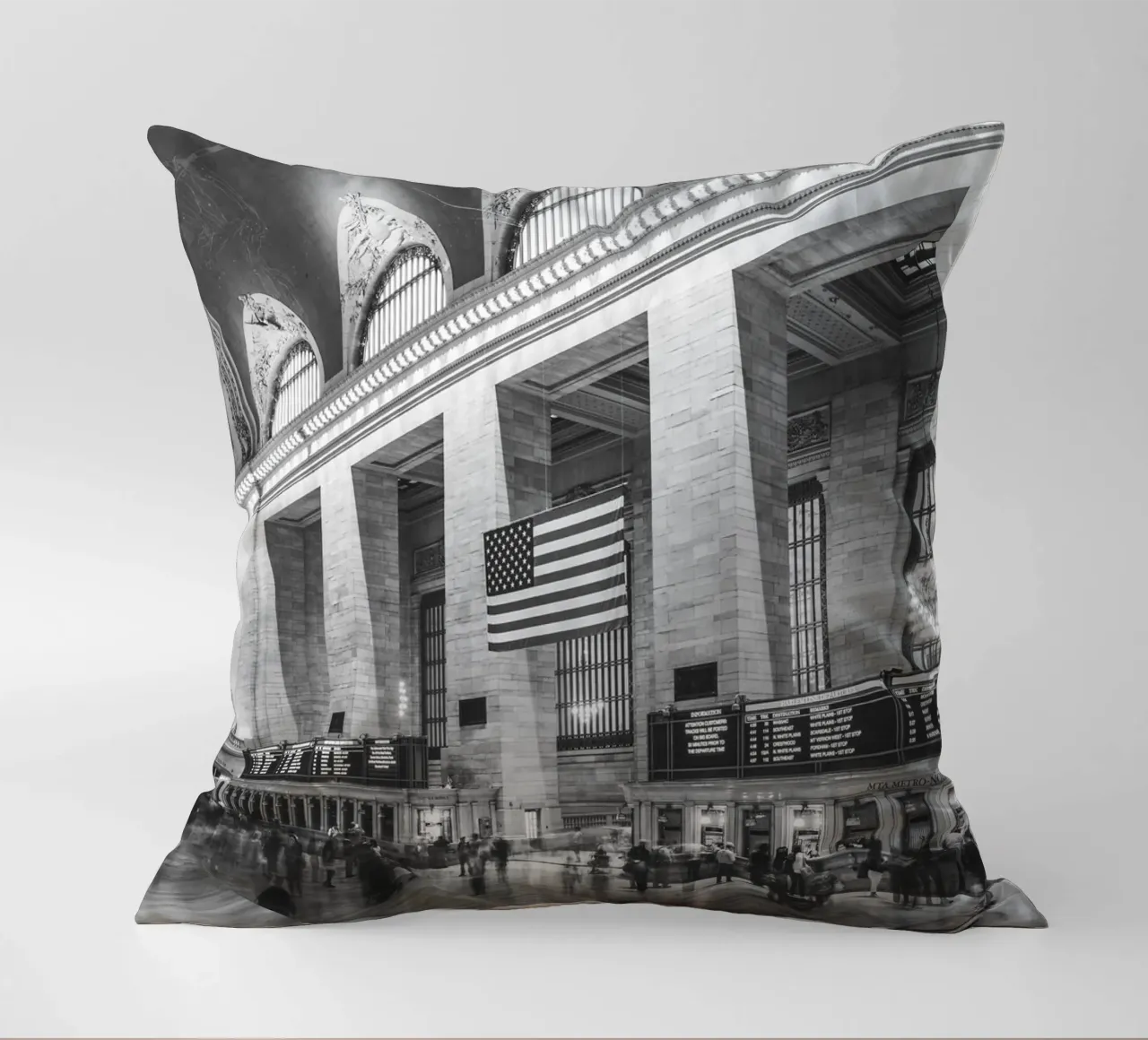 Grand Central Terminal B&W Kunst cuscino da Carinaprint