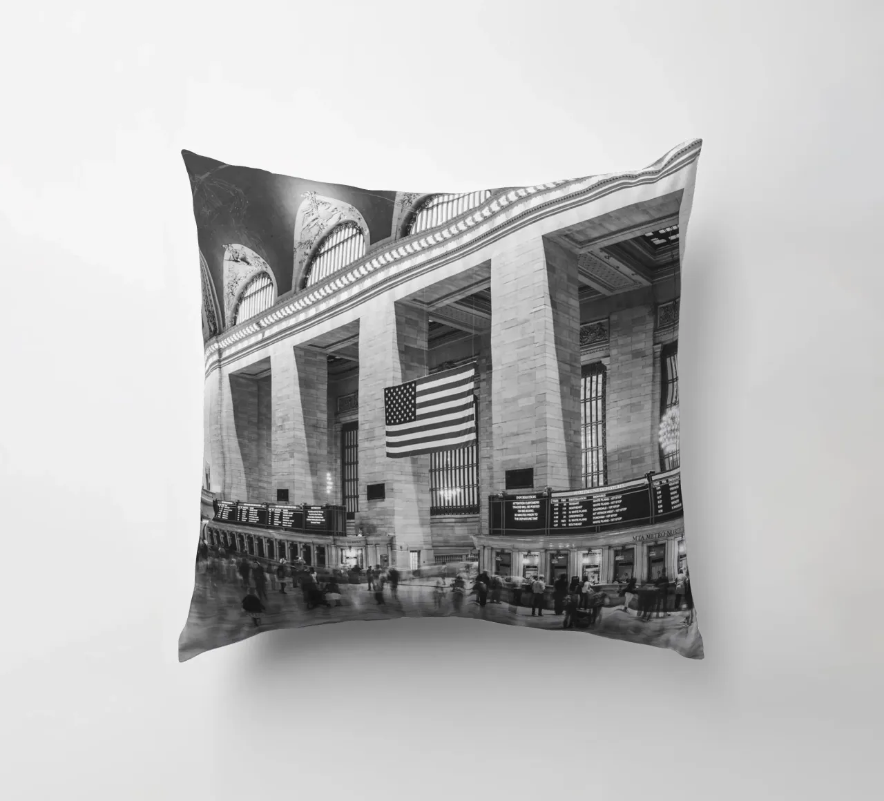 Grand Central Terminal B&W Kunst cuscino da Carinaprint