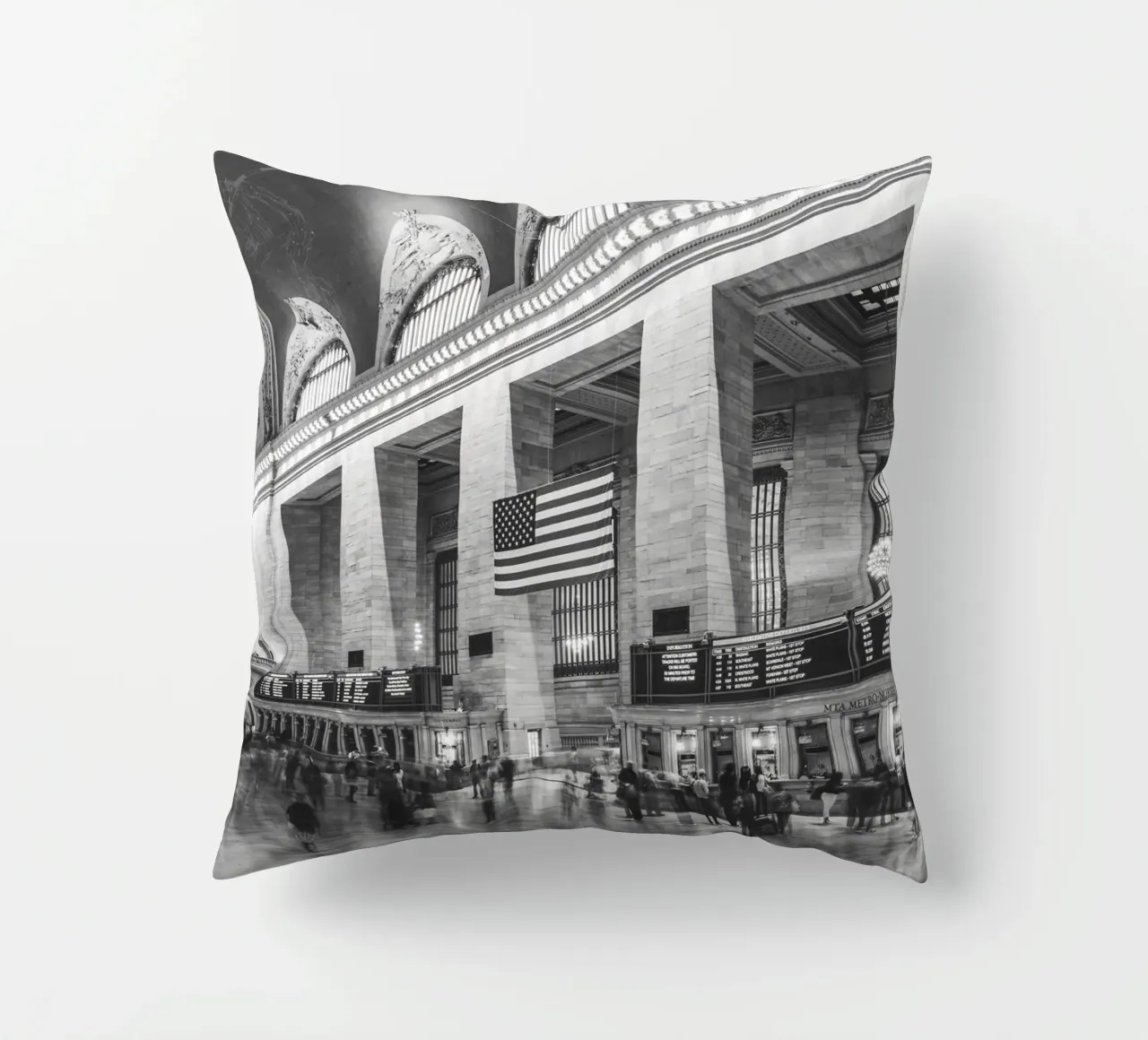 Grand Central Terminal B&W Kunst cuscino da Carinaprint
