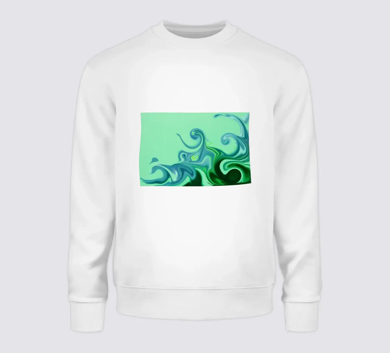 Abstraktes dynamisches Muster in blau und grün. Sweatshirt von Something for you