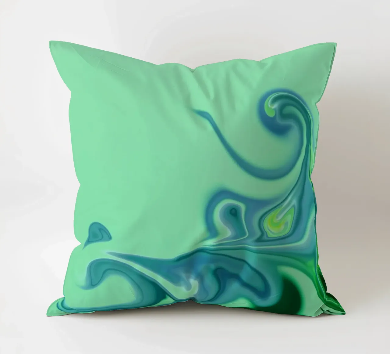 Abstract dynamic pattern in blue and green. decorative cushion by Something for you