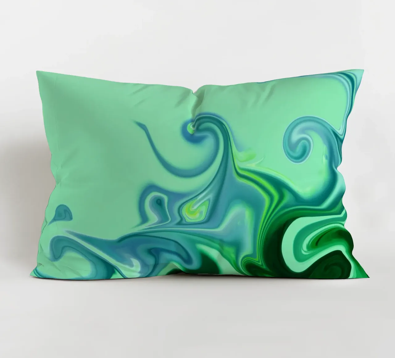 Abstract dynamic pattern in blue and green. decorative cushion by Something for you