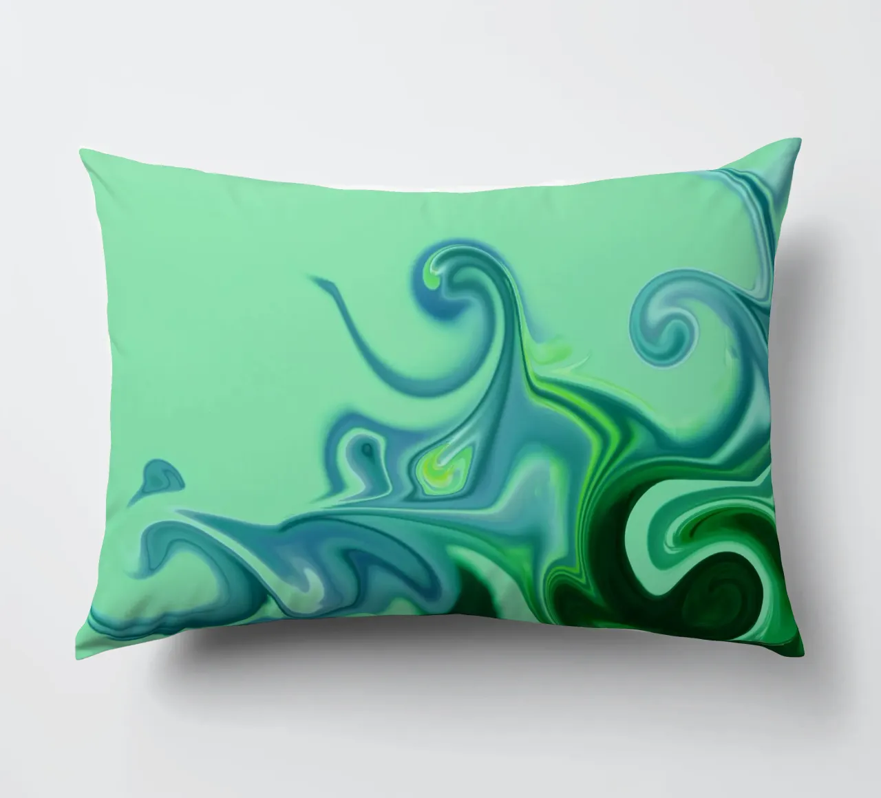 Abstract dynamic pattern in blue and green. decorative cushion by Something for you