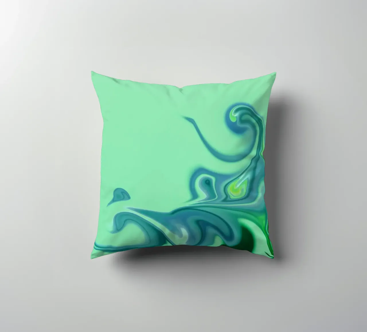 Abstract dynamic pattern in blue and green. decorative cushion by Something for you