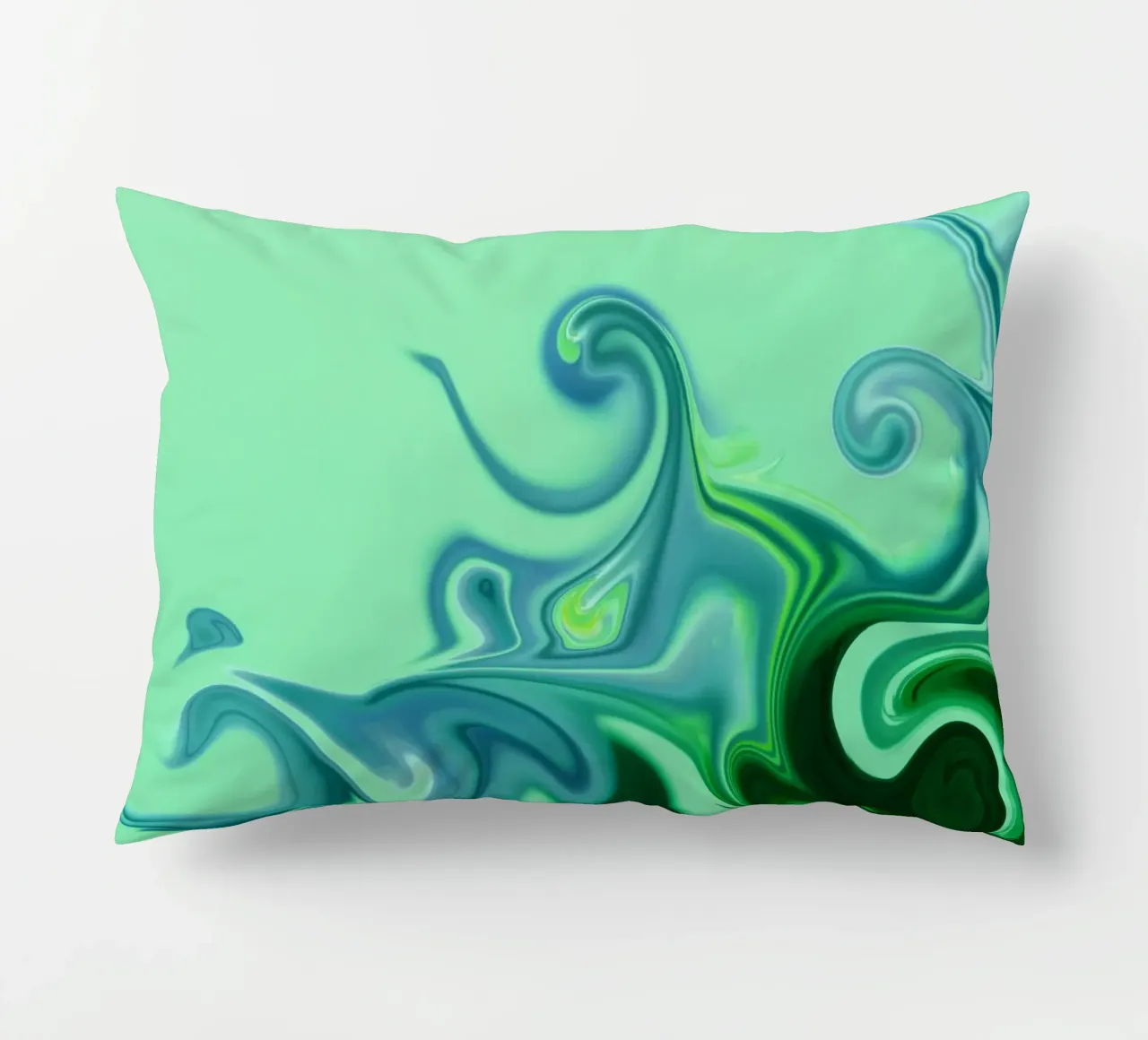 Abstract dynamic pattern in blue and green. decorative cushion by Something for you