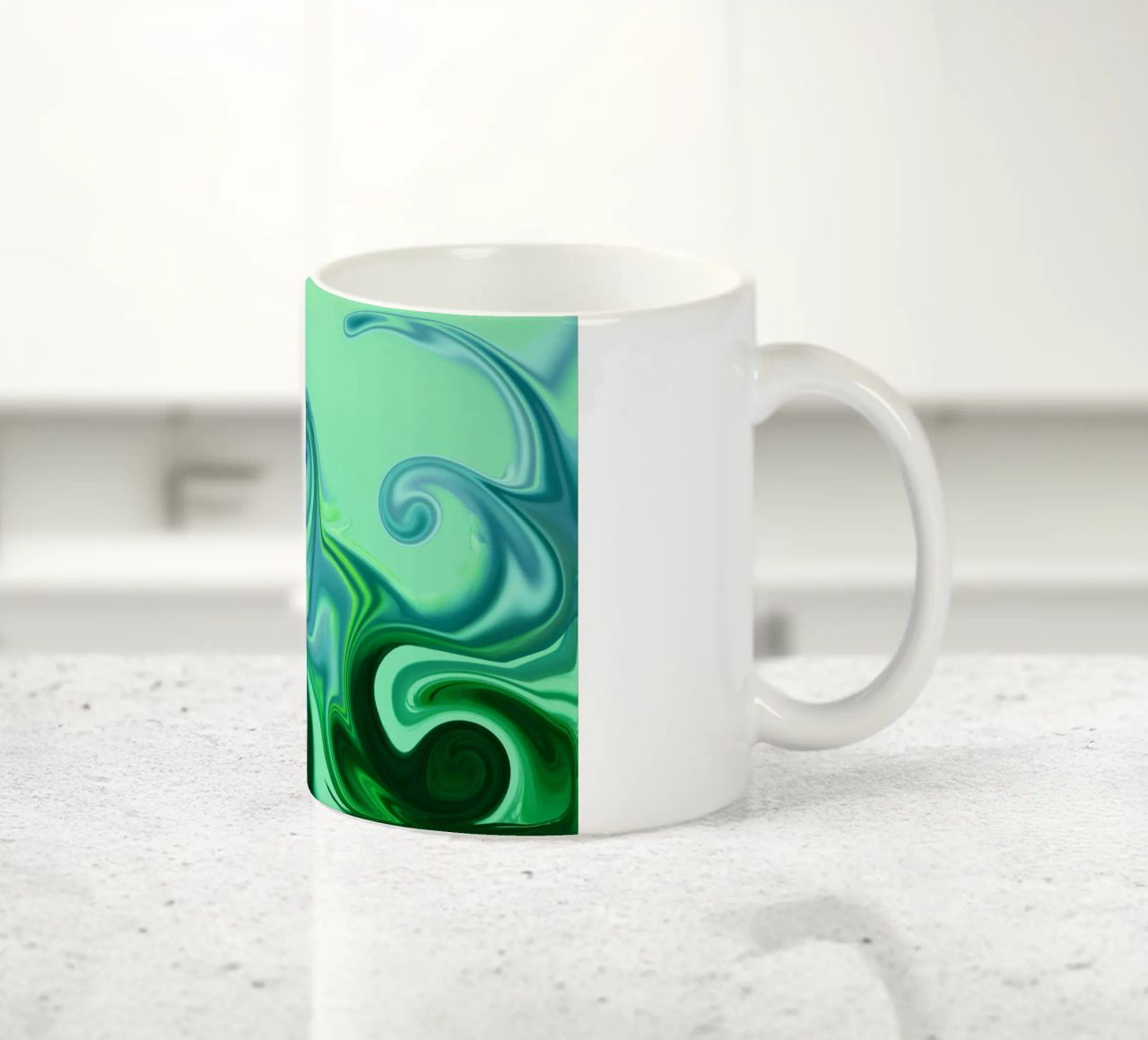 Modello dinamico astratto in blu e verde. tazza in ceramica da Something for you