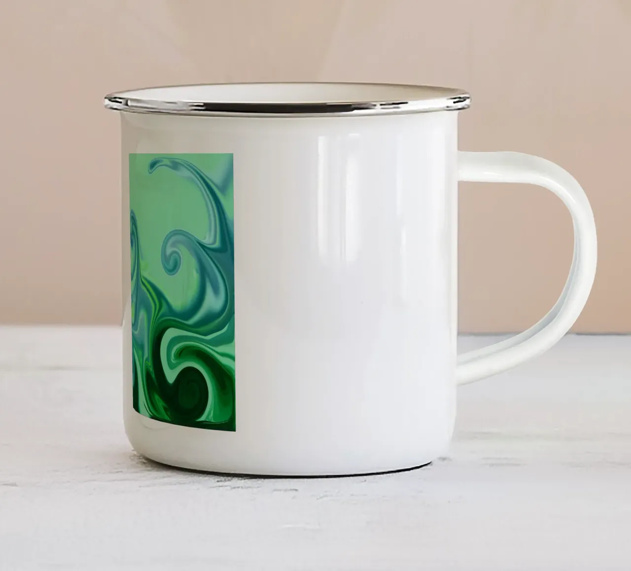 Abstraktes dynamisches Muster in blau und grün. Emaille Tasse von Something for you