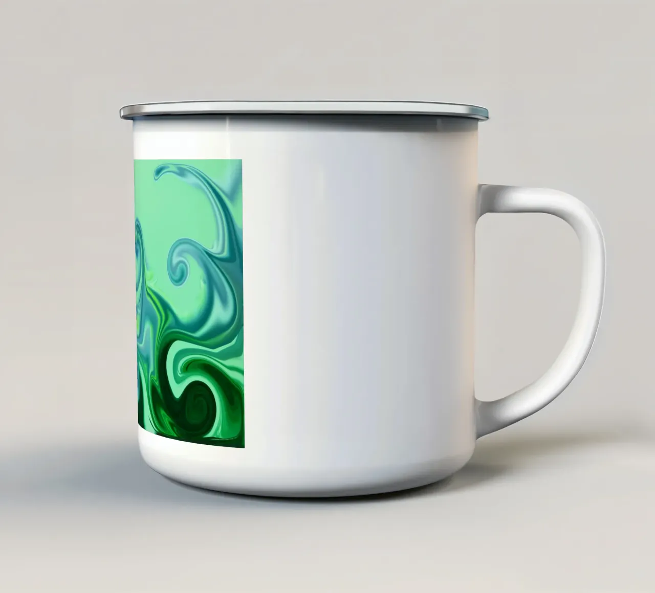 Motif dynamique abstrait en bleu et vert. mug en émail de Something for you
