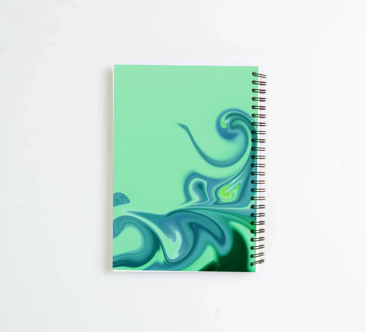 Motif dynamique abstrait en bleu et vert. carnet à spirale de Something for you