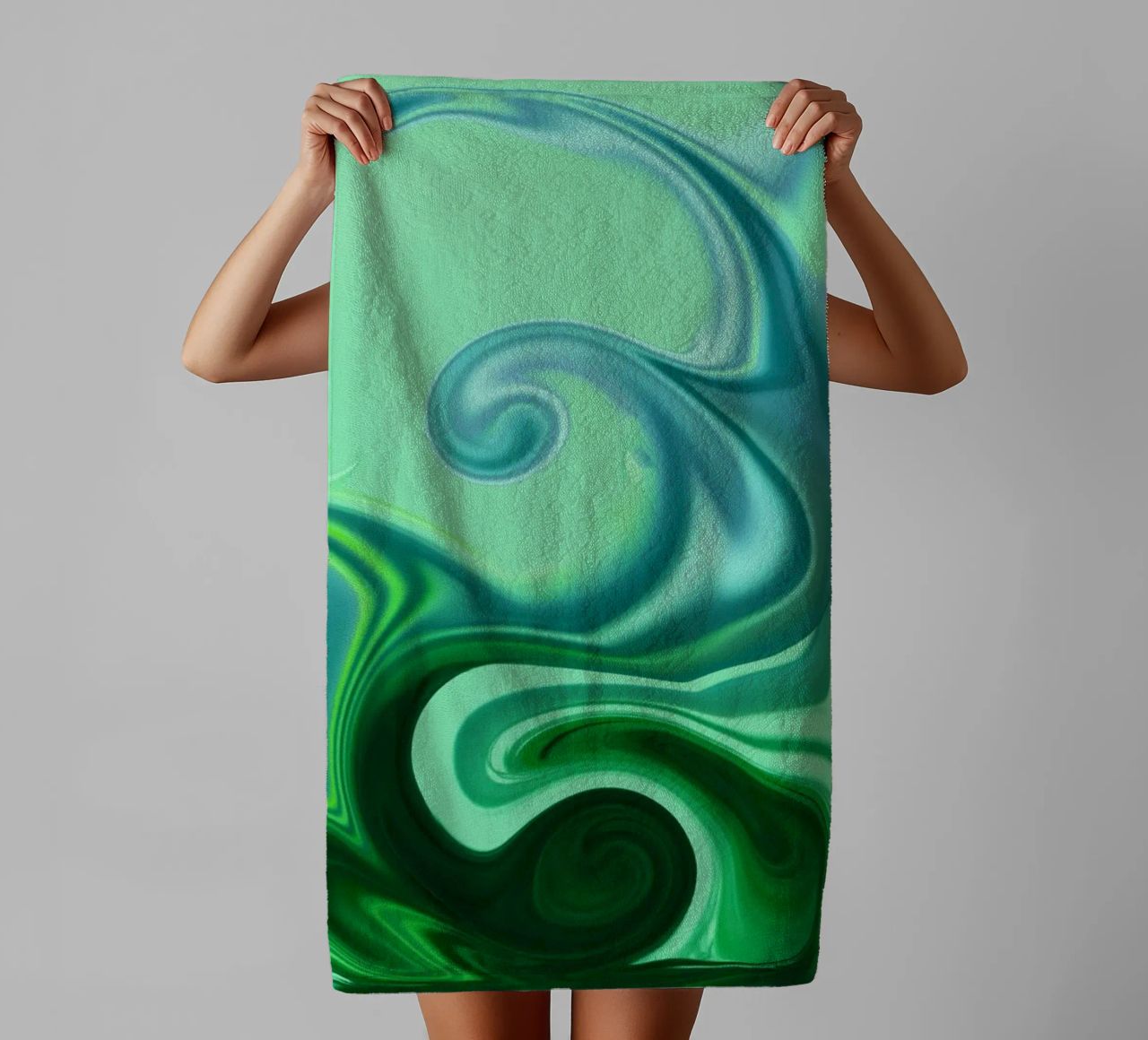 Abstract dynamic pattern in blue and green. towel by Something for you