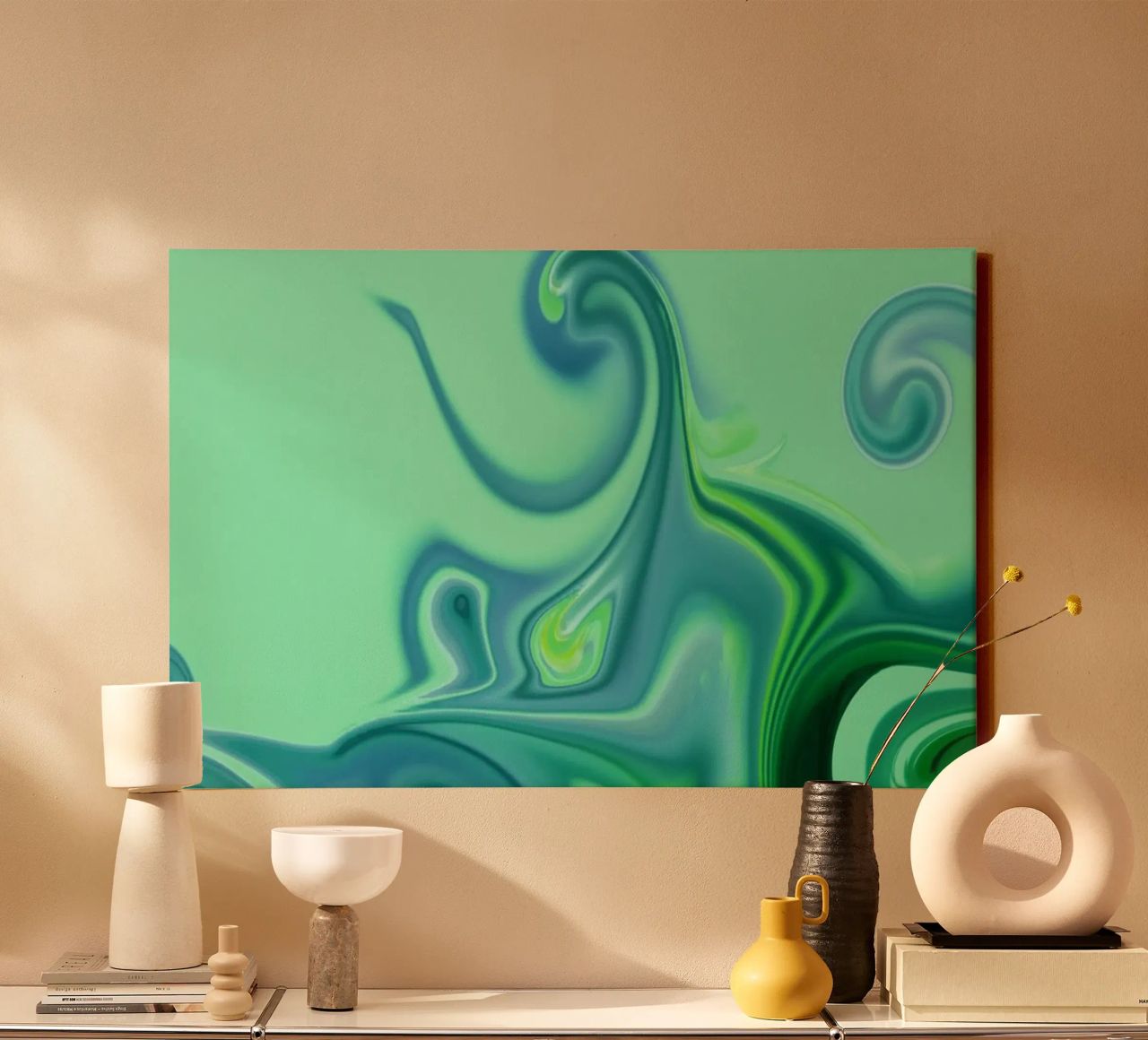 Modello dinamico astratto in blu e verde. tela da Something for you