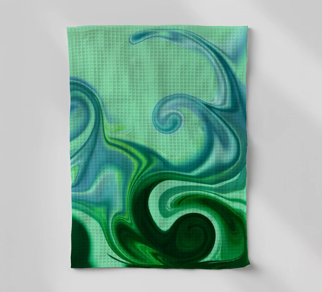Motif dynamique abstrait en bleu et vert. torchon de Something for you