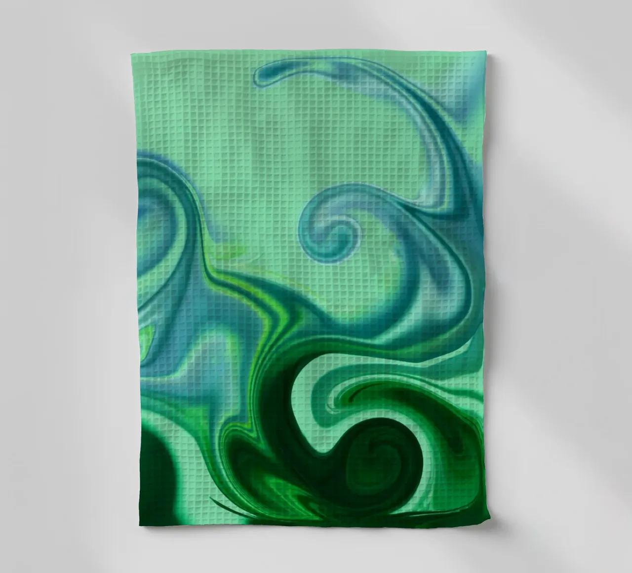 Motif dynamique abstrait en bleu et vert. torchon de Something for you