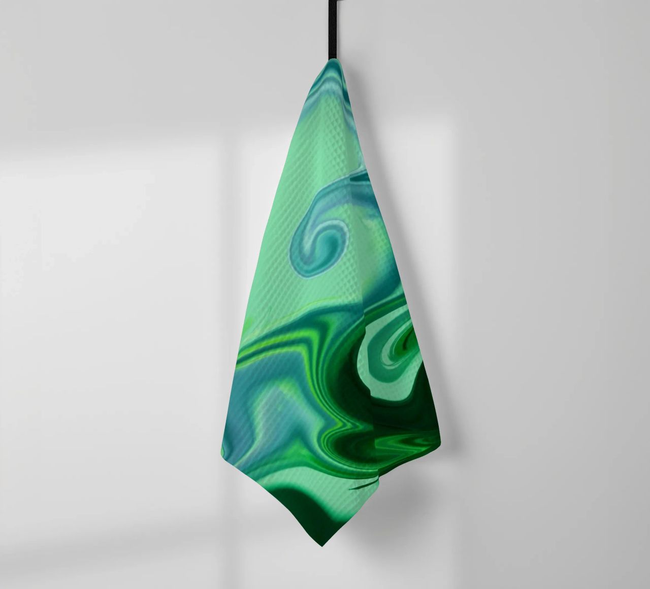Motif dynamique abstrait en bleu et vert. torchon de Something for you