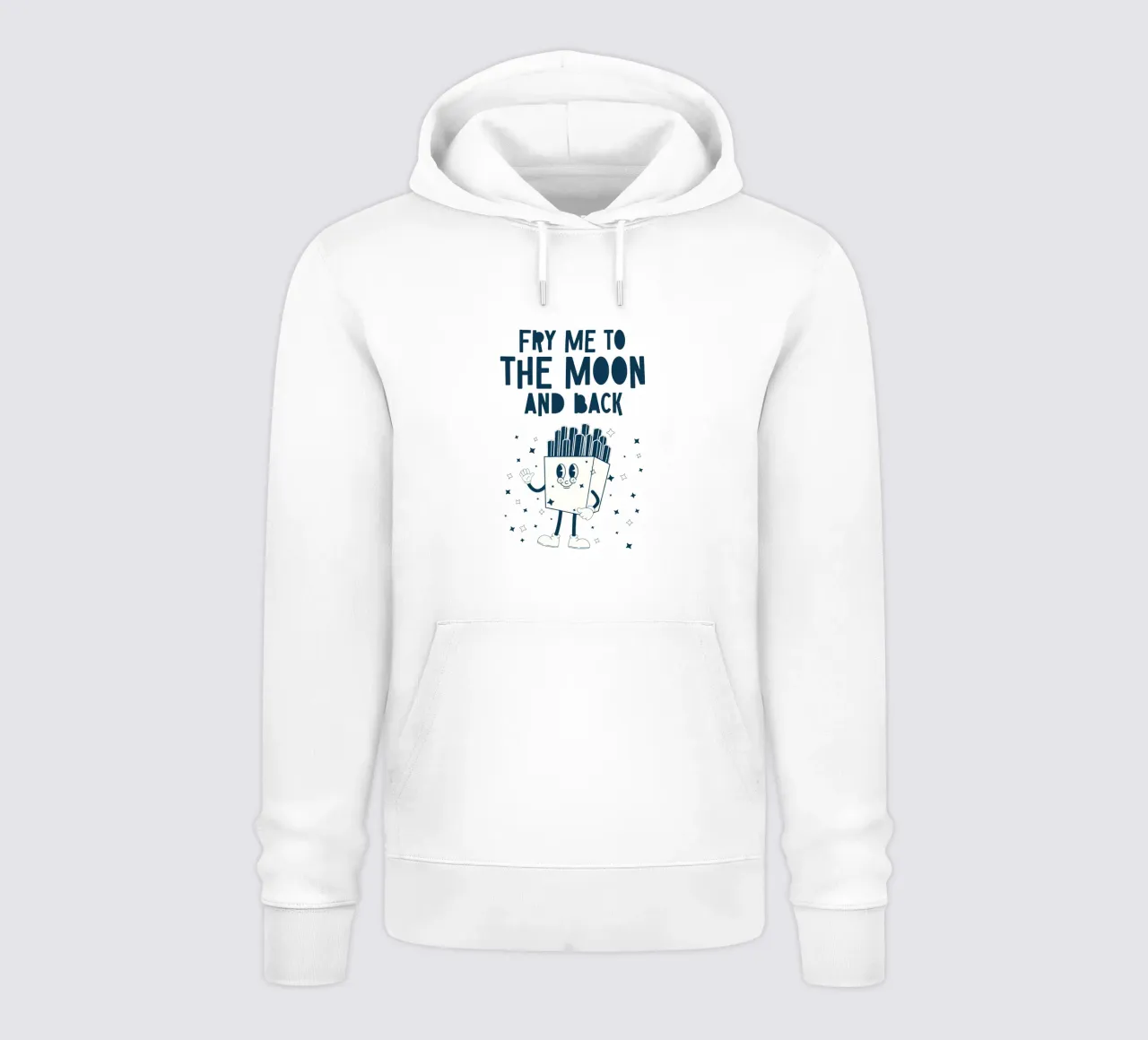Patatine fritte retrò Personaggio Fry Me To The Moon And Back Blu Bianco felpa con cappuccio da Studio Frances M